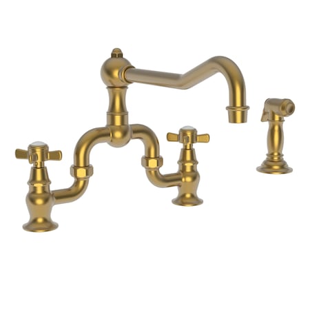 Newport Brass Kitchen Bridge Faucet With Side Spray in Satin Bronze (Pvd) 1/10/9452